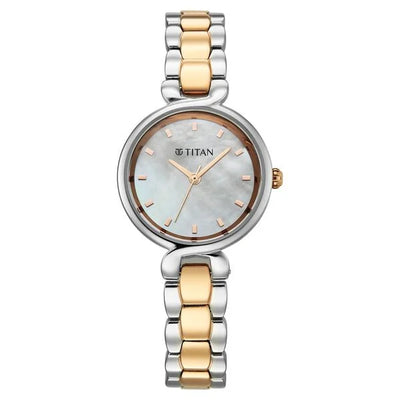 Titan Mother of Pearl Dial Two Toned Stainless Steel Analog Watch for Women