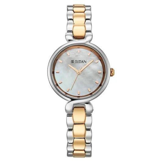 Titan Mother of Pearl Dial Two Toned Stainless Steel Analog Watch for Women