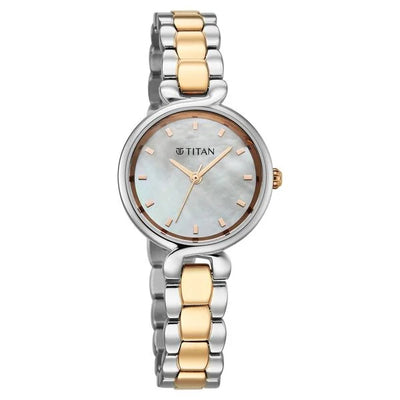 Titan Mother of Pearl Dial Two Toned Stainless Steel Analog Watch for Women