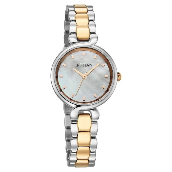 Titan Mother of Pearl Dial Two Toned Stainless Steel Analog Watch for Women