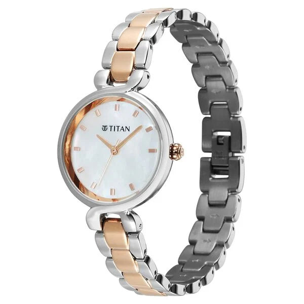Titan Mother of Pearl Dial Two Toned Stainless Steel Analog Watch for Women