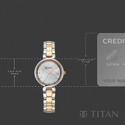 Titan Mother of Pearl Dial Two Toned Stainless Steel Analog Watch for Women