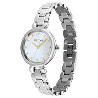 Titan Mother of Pearl Dial Silver Stainless Steel Analog Watch for Women