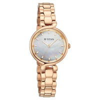 Titan Mother of Pearl Dial Rose Gold Stainless Steel Analog Watch for Women