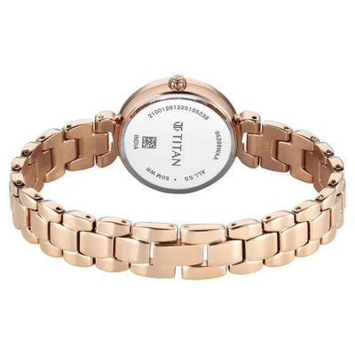 Titan Mother of Pearl Dial Rose Gold Stainless Steel Analog Watch for Women