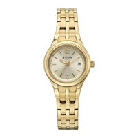 Titan Fashion Champagne Dial Gold Stainless Steel Strap Analog with Date Analog Watch for Women