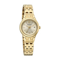 Titan Fashion Champagne Dial Gold Stainless Steel Strap Analog with Date Analog Watch for Women