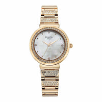 Titan Raga Mother of Pearl Dial Rose Gold Metal Strap Analog Watch for Women