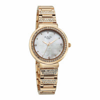 Titan Raga Mother of Pearl Dial Rose Gold Metal Strap Analog Watch for Women