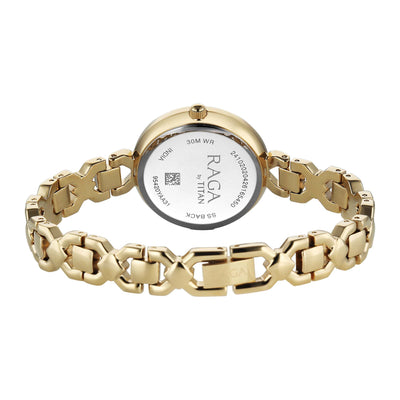 Titan Raga Silver Dial Gold Metal Strap Analog Watch for Women