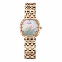 Titan Raga Mother of Pearl Shaped Dial Rose Gold Metal Strap Analog Watch for Women