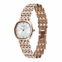 Titan Raga Mother of Pearl Shaped Dial Rose Gold Metal Strap Analog Watch for Women