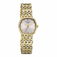 Titan Raga Mother of Pearl Shaped Dial Gold Metal Strap Analog Watch for Women
