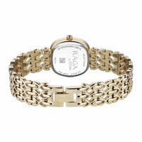 Titan Raga Mother of Pearl Shaped Dial Gold Metal Strap Analog Watch for Women
