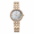 Titan Raga Mother of Pearl Dial Rose Gold Metal Strap Analog Watch for Women