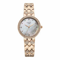 Titan Raga Mother of Pearl Dial Rose Gold Metal Strap Analog Watch for Women