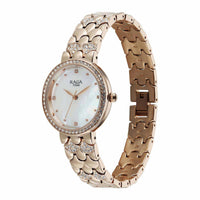 Titan Raga Mother of Pearl Dial Rose Gold Metal Strap Analog Watch for Women