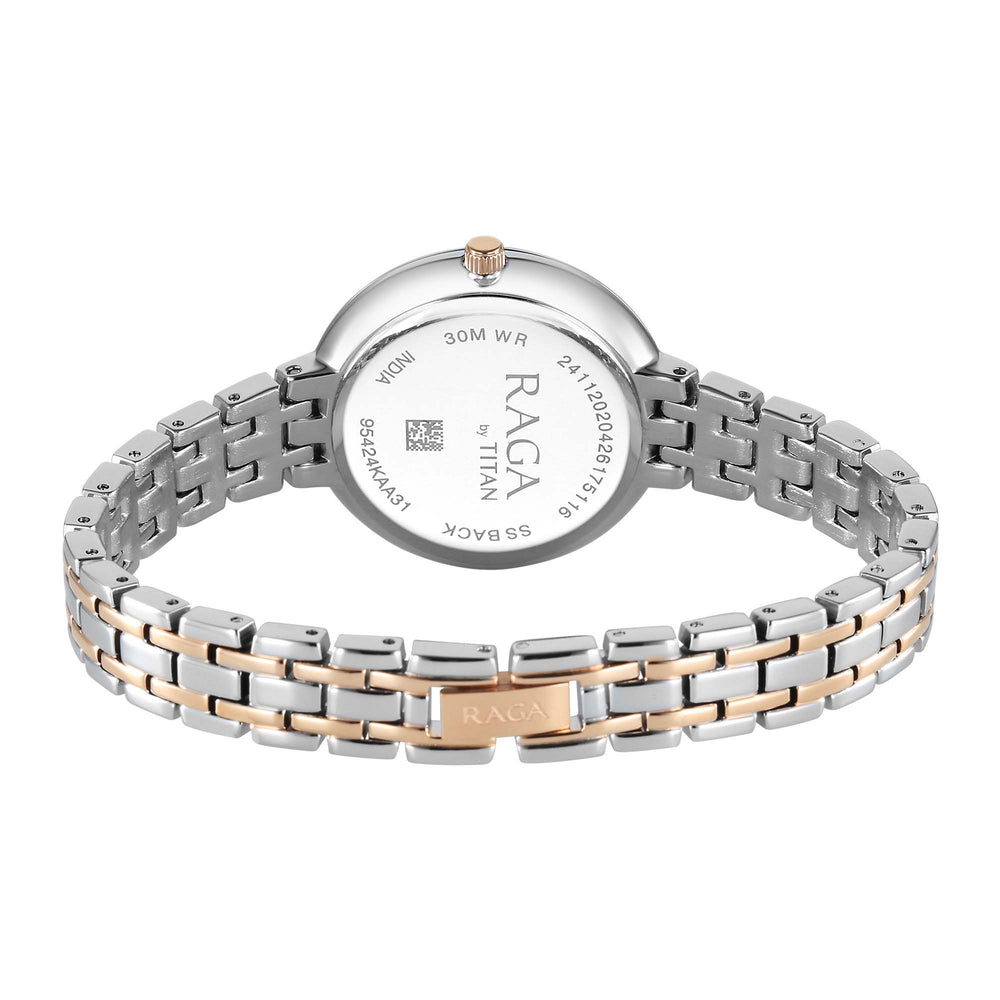 Titan Raga Pink Dial Two Toned Metal Strap Analog Watch for Women