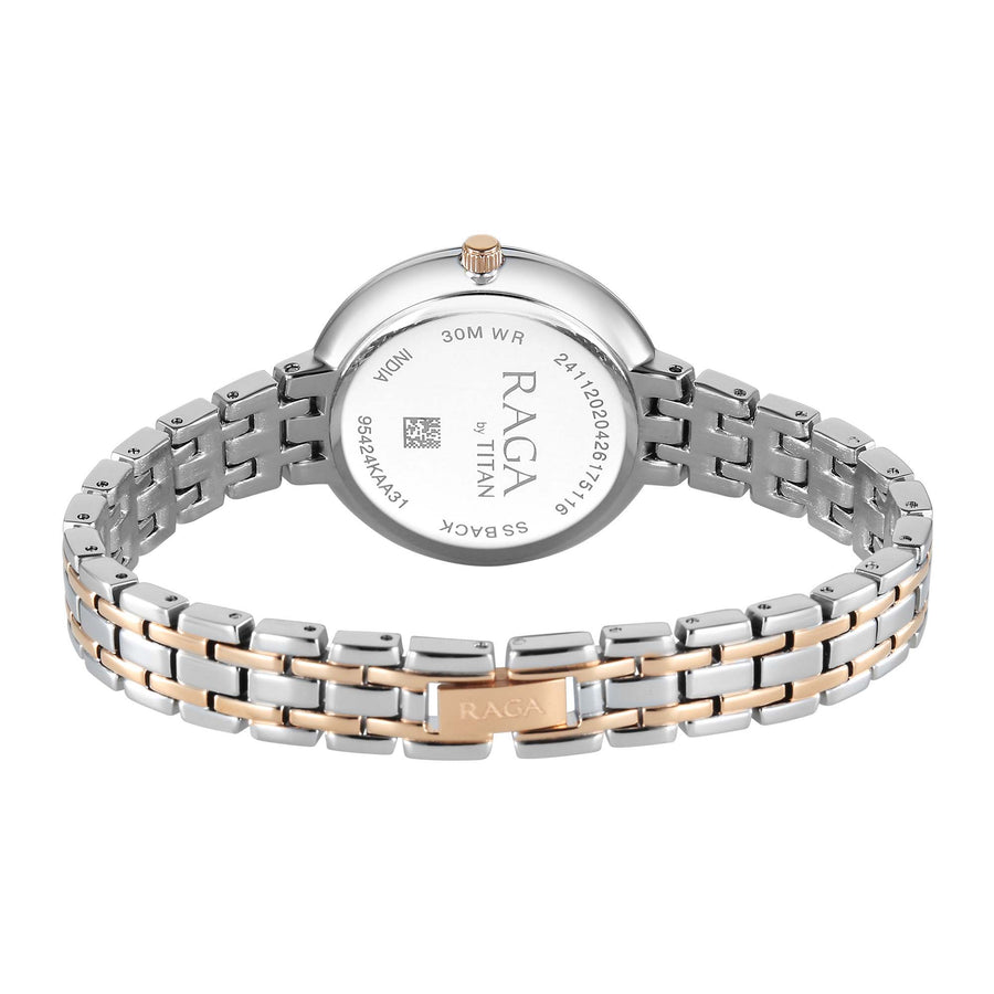 Titan Raga Pink Dial Two Toned Metal Strap Analog Watch for Women