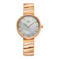 Titan Raga Mother of Pearl Dial Rose Gold Metal Strap Analog Watch for Women