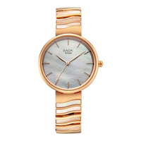 Titan Raga Mother of Pearl Dial Rose Gold Metal Strap Analog Watch for Women