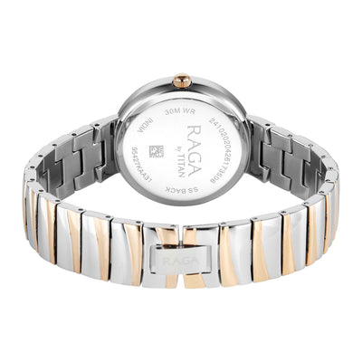 Titan Raga Silver Dial Two Toned Metal Strap Analog Watch for Women