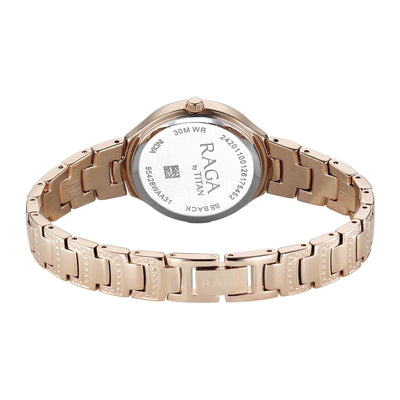 Titan Raga Pink Dial Rose Gold Metal Strap Analog Watch For Women