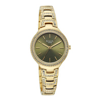 Titan Raga Green Dial Gold Metal Strap Analog Watch For Women