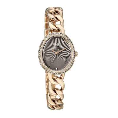 Titan Raga Grey Shaped Dial Rose Gold Metal Strap Analog Watch For Women