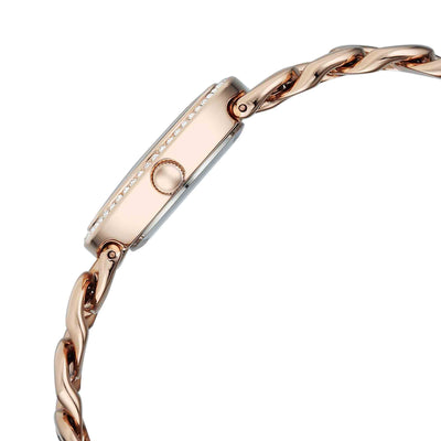 Titan Raga Grey Shaped Dial Rose Gold Metal Strap Analog Watch For Women