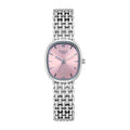 Titan Raga Pink Shaped Dial Silver Metal Strap Analog Watch For Women