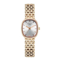 Titan Raga Silver Shaped Dial Rose Gold Metal Strap Analog Watch For Women