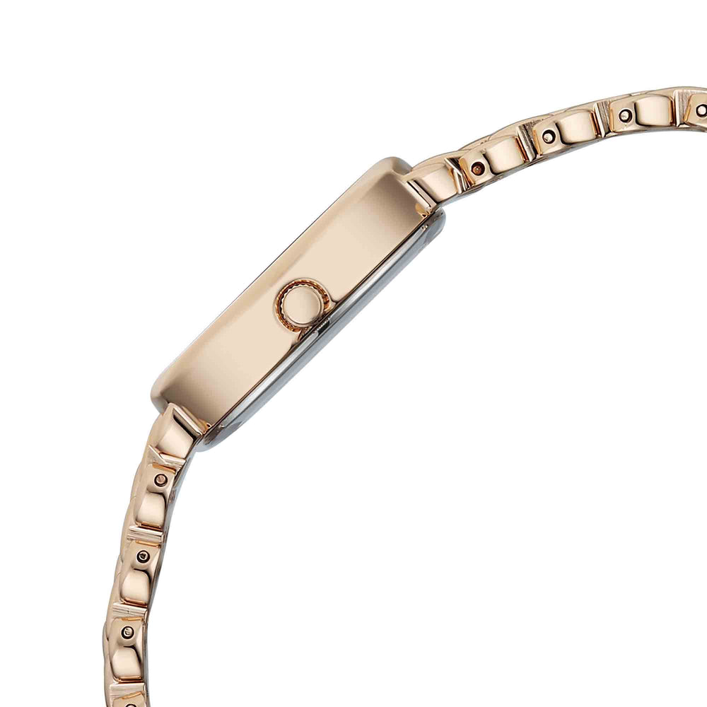 Titan Raga Silver Shaped Dial Rose Gold Metal Strap Analog Watch For Women