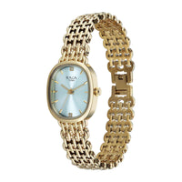 Titan Raga Blue Shaped Dial Gold Metal Strap Analog Watch For Women