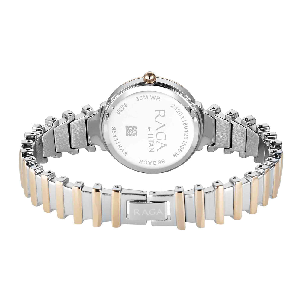 Titan Raga Silver Dial Two Toned Metal Strap Analog Watch For Women