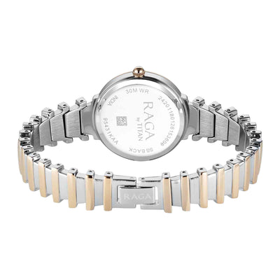 Titan Raga Silver Dial Two Toned Metal Strap Analog Watch For Women