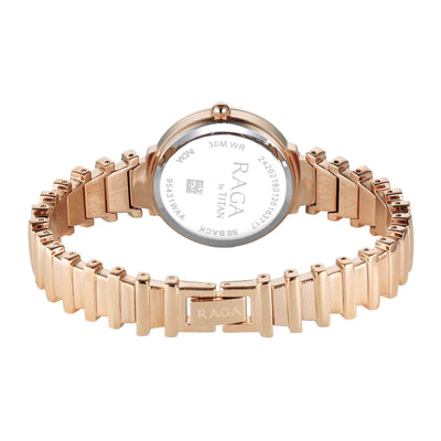 Titan Raga Pink Dial Rose Gold Metal Strap Analog Watch For Women