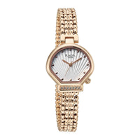 Titan Raga White Shaped Dial Rose Gold Metal Strap Analog Watch For Women