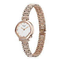 Titan Raga White Shaped Dial Rose Gold Metal Strap Analog Watch For Women