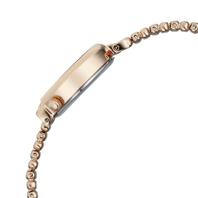 Titan Raga White Shaped Dial Rose Gold Metal Strap Analog Watch For Women