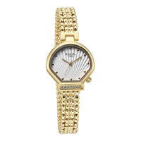 Titan Raga White Shaped Dial Gold Metal Strap Analog Watch For Women