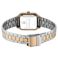 Titan Workwear Silver Square Dial Two Toned Stainless Steel Strap Analog Watch for Women