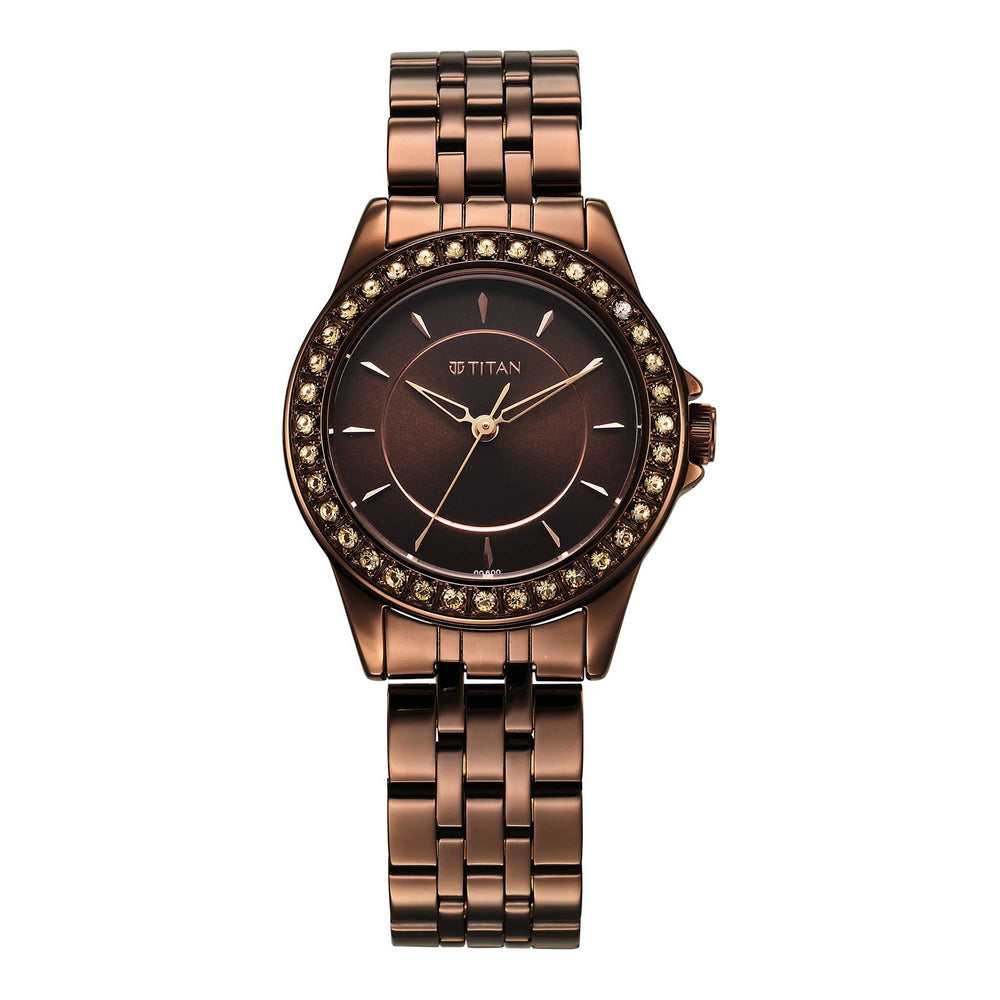 Titan Women Brass Round Shape Watches(9798QM01)