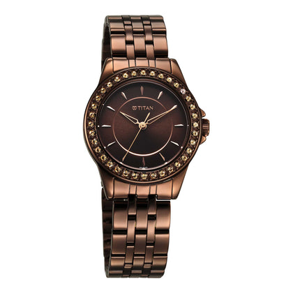 Titan Women Brass Round Shape Watches(9798QM01)