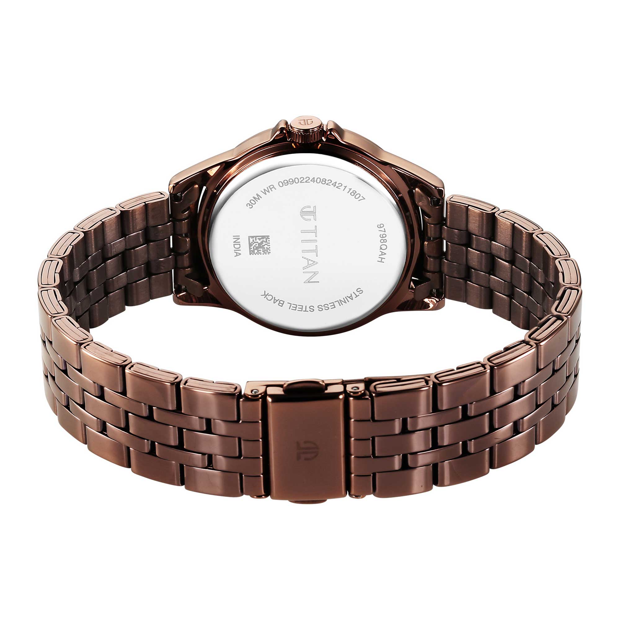 Titan Brown Dial Metal Strap Analog Watch for Women