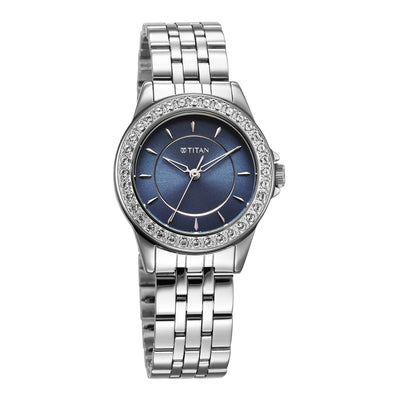Titan Blue Dia Silver Metal Strap Analog Watch for Women