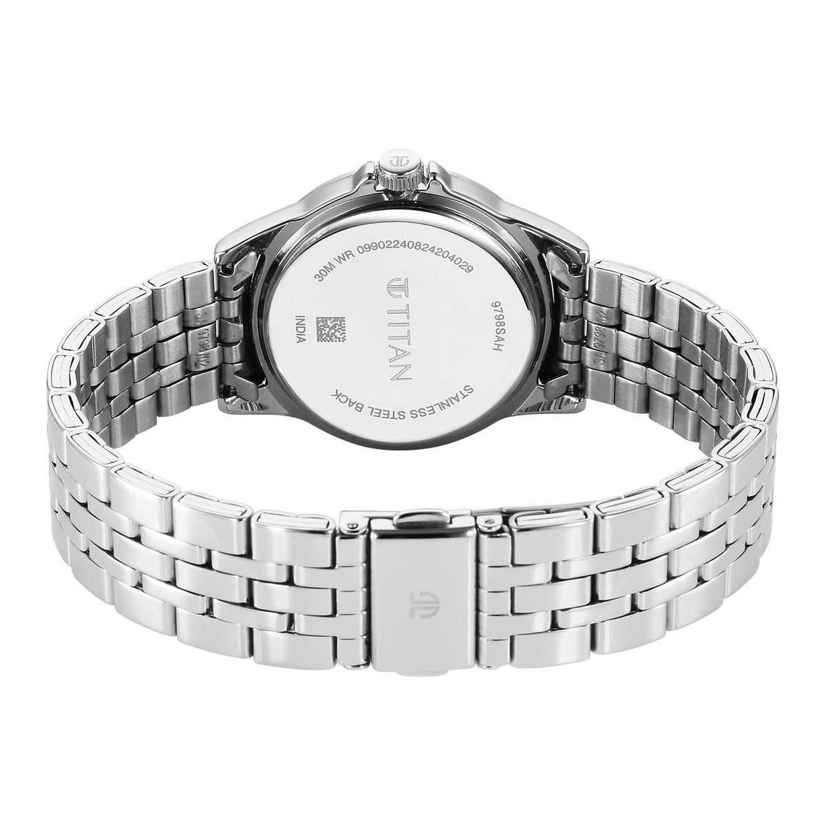Titan Blue Dial Silver Metal Strap Analog Watch for Women