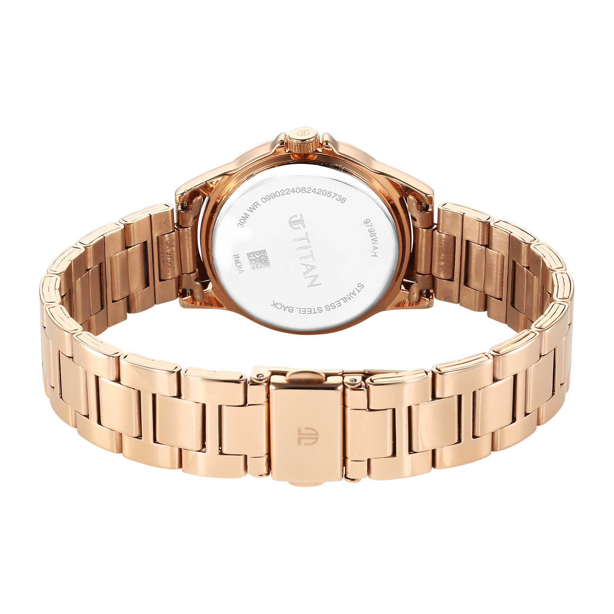 Titan Mother of Pearl Dial Rose Gold Metal Strap Analog Watch for Women