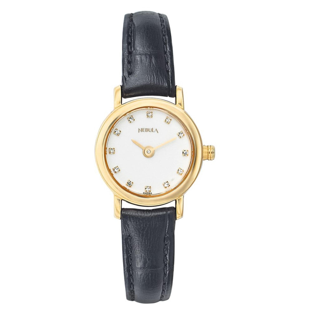 Titan Nebula Vintage 18k Gold Analog Leather Strap Watch for Women