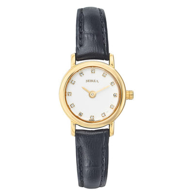 Titan Nebula Vintage 18k Gold Analog Leather Strap Watch for Women